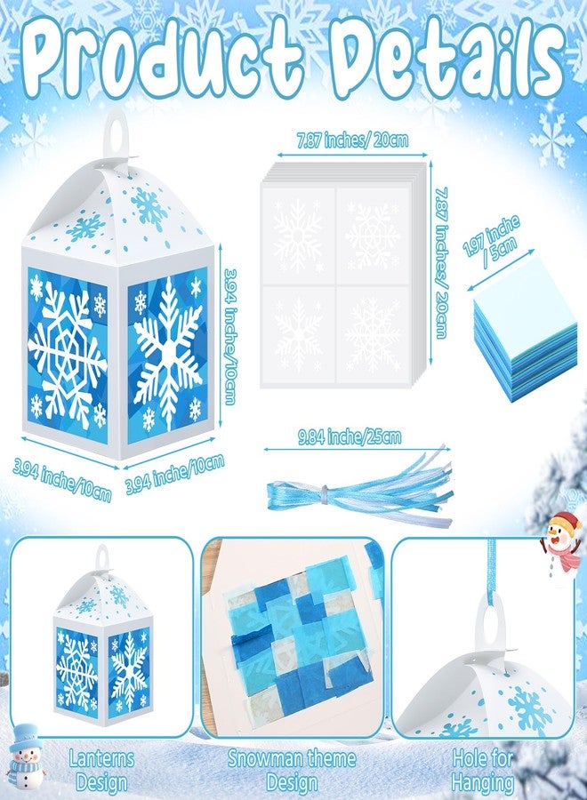 Yaomiao 12 Sets Snowflake Crafts Winter Tissue Paper Crafts Kits Make Your Own Winter Lanterns Hanging Ornaments for Holiday Xmas Tree Christmas Decoration - Image 2